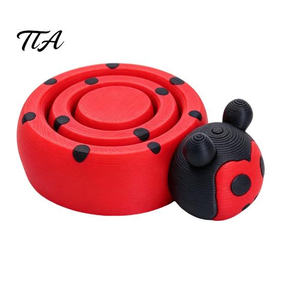 Small Ladybug Collectibles 3D Printed Spinning Figurine, Stress Relief Rotating Turtle Fidget Toy Toy, Animal Shape Desk Decoration for Home