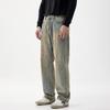 Nostalgic straight jeans loose fashion splash paint tide brand high street American autumn and winter new retro yellow mud pants