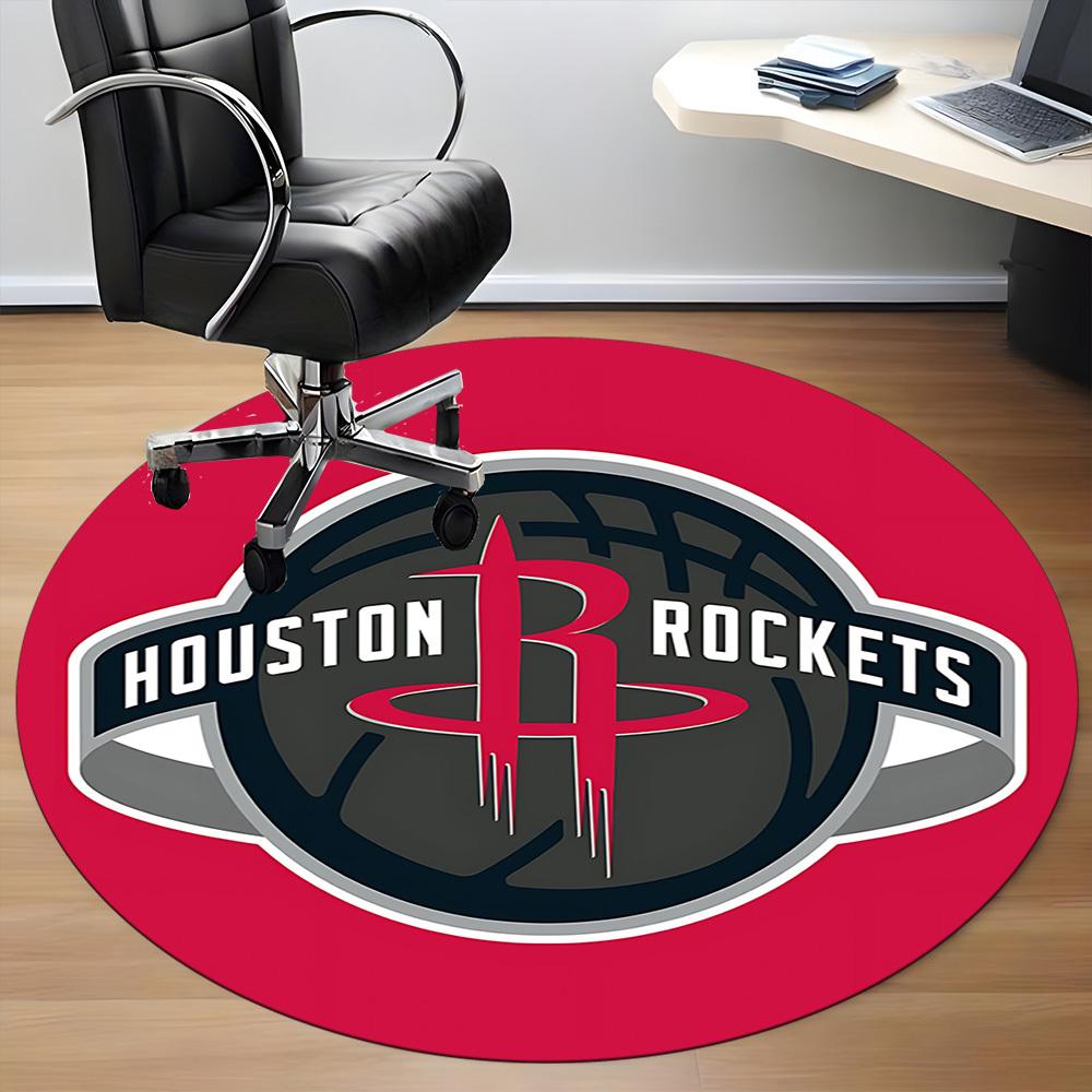 1pc Houston Rockets Office Round Area Rug, Indoor Mat Suitable For Office,Bedroom Living Room Home Decor, Room Deco A0926208