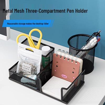 Multifunctional Large-Capacity Metal Pen Holder for Student Stationery and Office Supplies