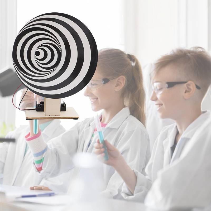 Kids Diy Optical Illusion Doodle Spinner School Learning Toy Customizable Wooden Material