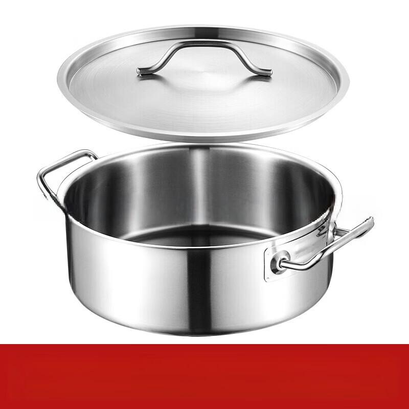 ZISIZ 28cm Double-Ear Clear Soup Pot with Stainless Steel Lid