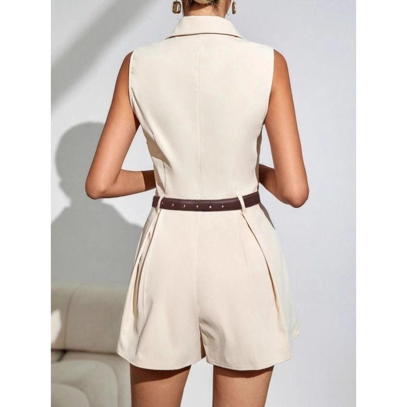 European and American Temperament Commuter Short Wide Leg Suit Jumpsuit Women Short Wide Leg Suit Jumpsuit