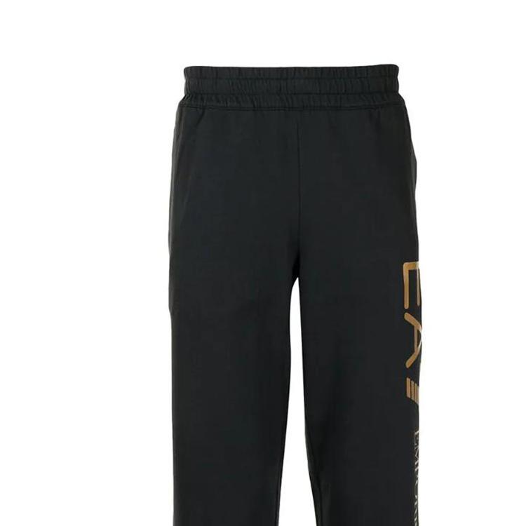 Emporio Armani SS22 EA7 Series Solid Color Logo Print Elastic Waist Straight Leg Sports Pants Men Pants Black 8NPPC2-PJ05Z-1583