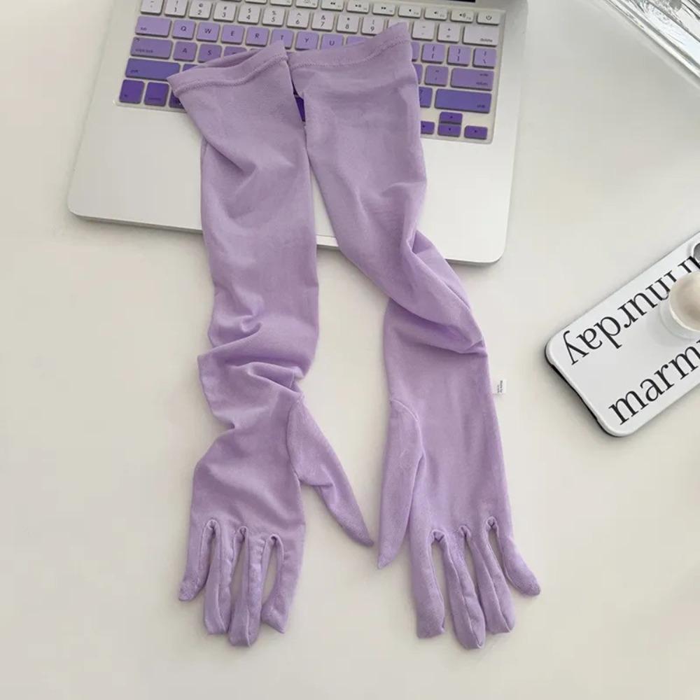 Hot Sexy Lace Long Gloves 55CM Summer Cycling Driving Sun Glove Thin Stretch Mesh Transparent Arm Sleeve Mitten Women
