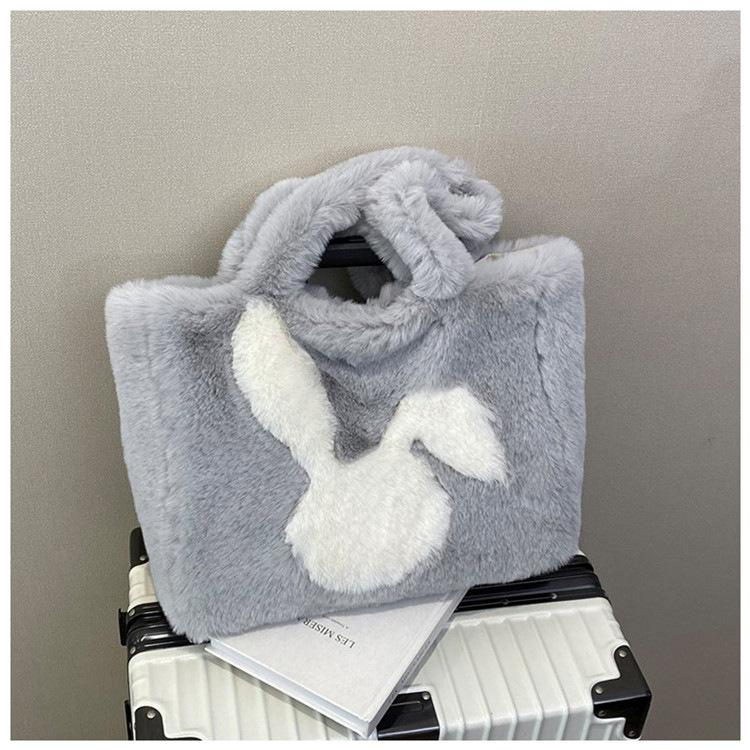 Autumn and Winter Large-capacity Bag Women's New Cute Rabbit Plush Bag Office Worker Simple Shoulder Bag
