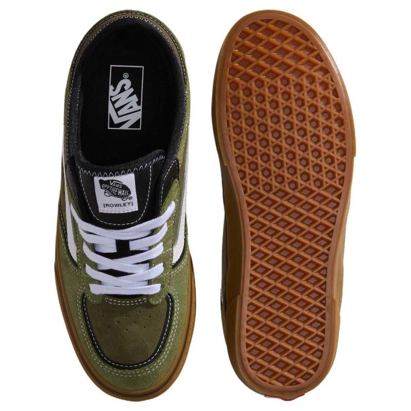 Vans Rowley Classic Unisex Skate Shoes Olive Green White Comfortable Snug Fit VN000SF4EMB