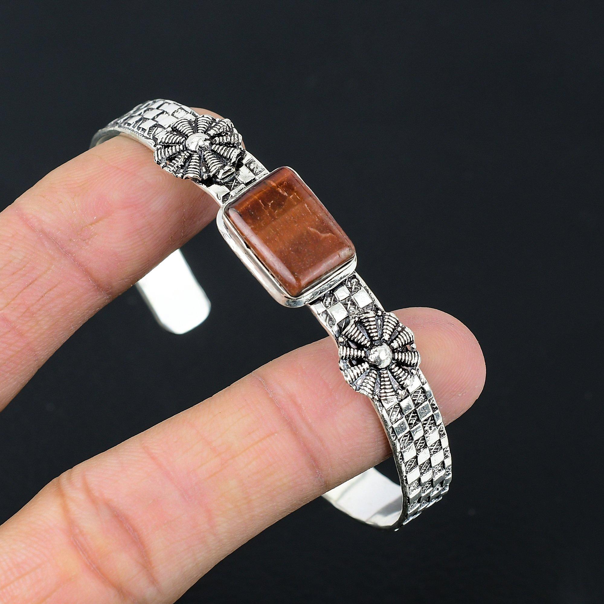 

Распродажа ко Дню матери Браслет из стерлингового серебра с камнем «Сияющий тигровый глаз» на день рождения Adjustable