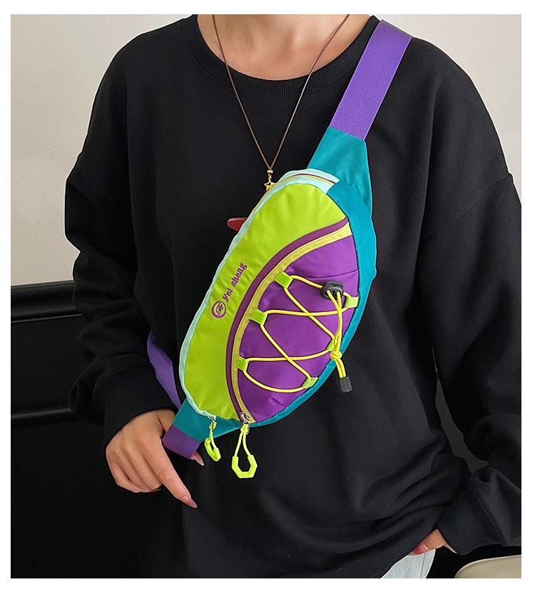 Women's Color Block Crossbody Chest Bag - Lightweight, Trendy for Outdoors & Cycling