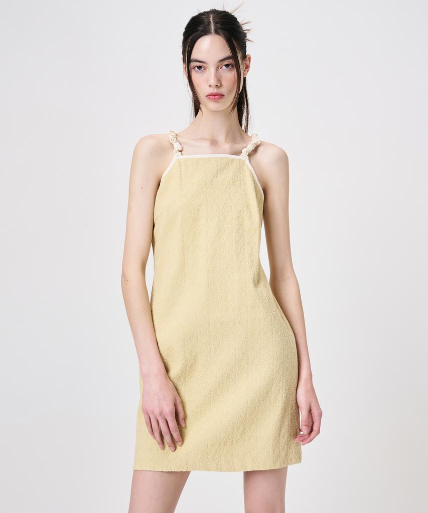 Etmont Slip Floral Jacquard Mini Dress, Yellow