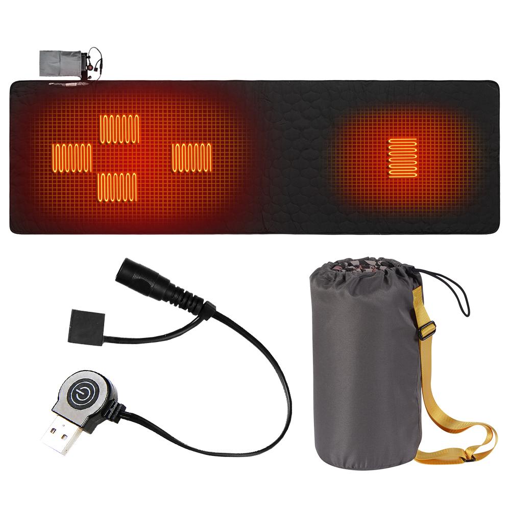 USB Heating Sleeping Mat 7 Zones Heated Mattress Adjustable Temperature Electric Heating Pad for Outdoor Camping Tent Mat