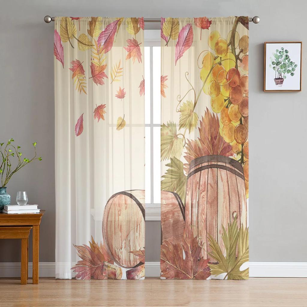Vineyard Fruit Grape Tulle Curtains Living Room Bedroom Voile Curtain Children Organza Window Drapes Sheer Made Of Polyester Area Treatment