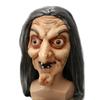 Halloween Old Witch Latex Mask with Long Hair Scary Ghost Face Costume for Party Cosplay & Roleplay