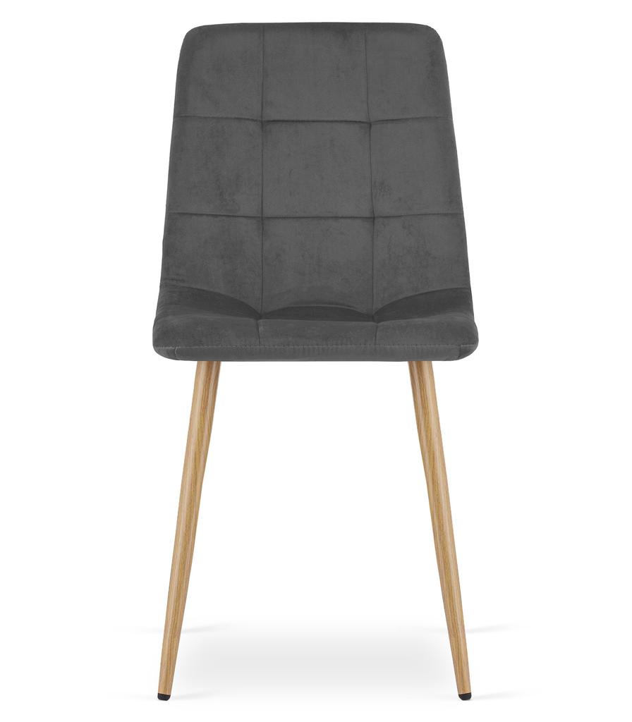 Kara Chair - Dark Gray Velvet / Wood Color Legs X 1