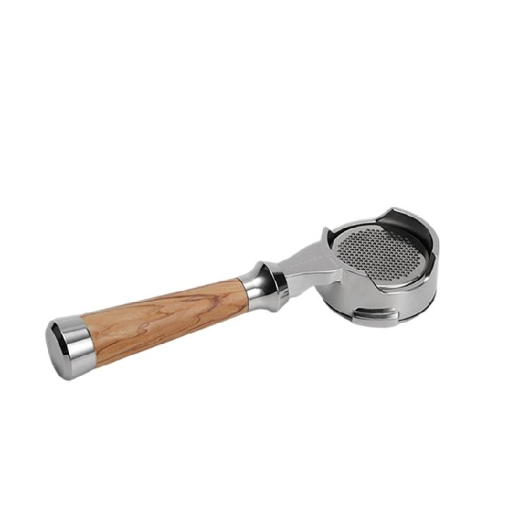 Stainless Steel Bottomless Portafilter Wood Handle Filter Basket for Espresso Machine Rustproof Coffee Accessories