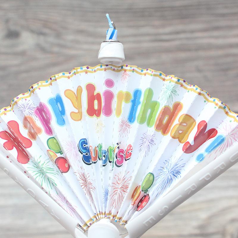 Fan Shaped Surprise Banner Candle Creative Funny Party Happy Birthday Wishing Fan Cake Decoration