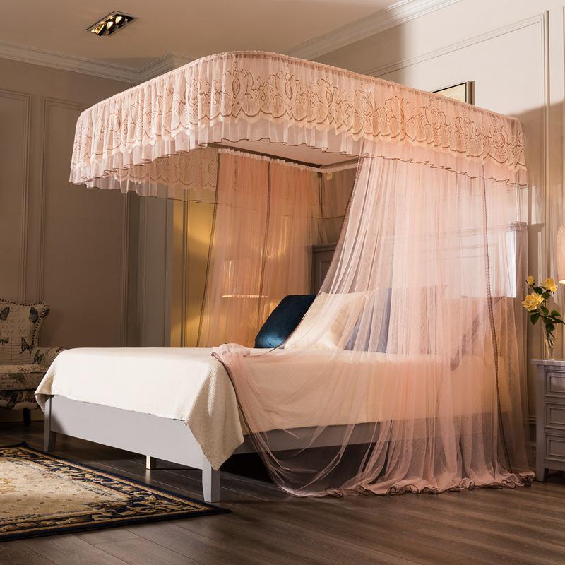 2025 Liftable Princess Style Three-Door U-Shaped Mosquito Net Canopy, Floor-Standing One-Piece Design