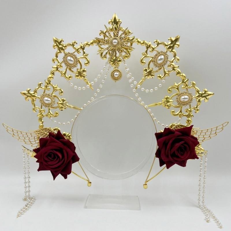 Angel Halos Crowns Marys Goddesses Headband Golden Tiaras Lolitas Crowns Wedding Cosplay Halloween Headdress Headpiece
