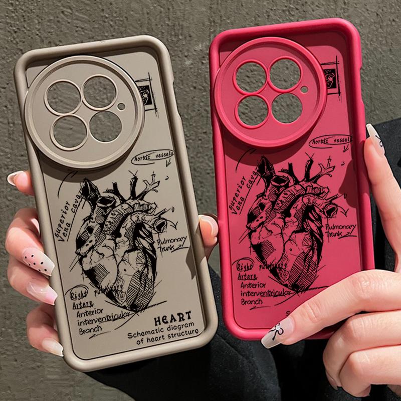Heart Pattern Shockproof Matte Phone Case For OnePlus 13R 13T 13 12R 11R Ace 5 3 2 Lens Protection TPU Soft Anti-Fall Bumper Cover