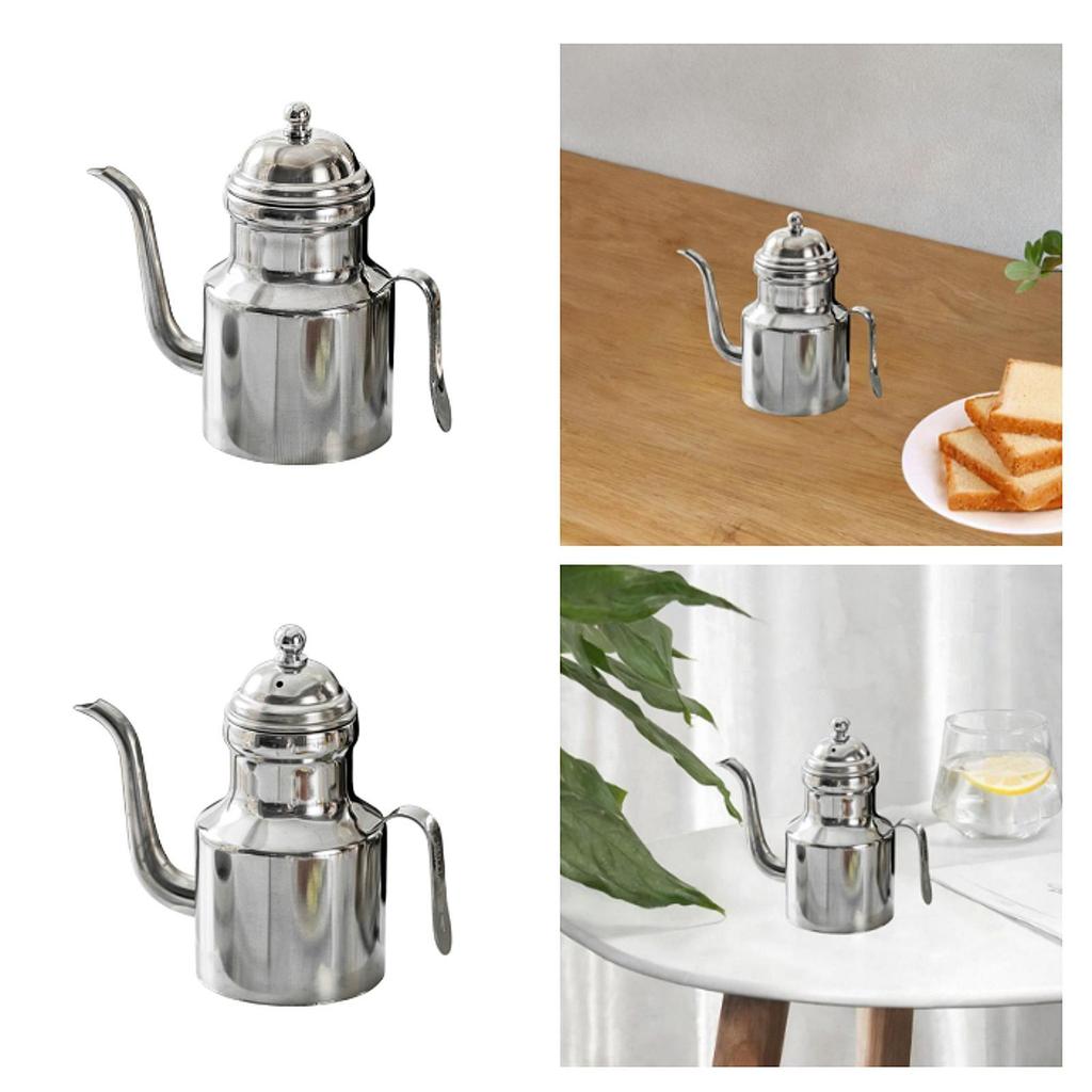 Stainless Steel Oil Container 450ml Leakproof Dispenser Pot for Cooking Camping Home Kitchen