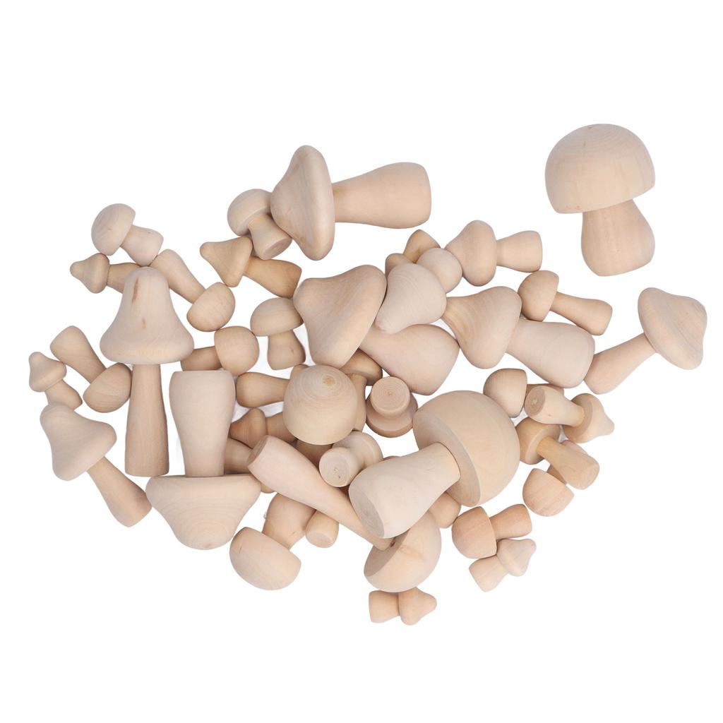 40pcs Unfinished Wooden Mushroom Unpainted Natural Wood Mushroom Decoration for DIY Decoration
