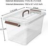 6-Pack Clear 7 Quart Storage Latch Box/Bins, Plastic Stackable Latching Box With Brown Handle And Lid, Multi-Purpose, 7 Litre