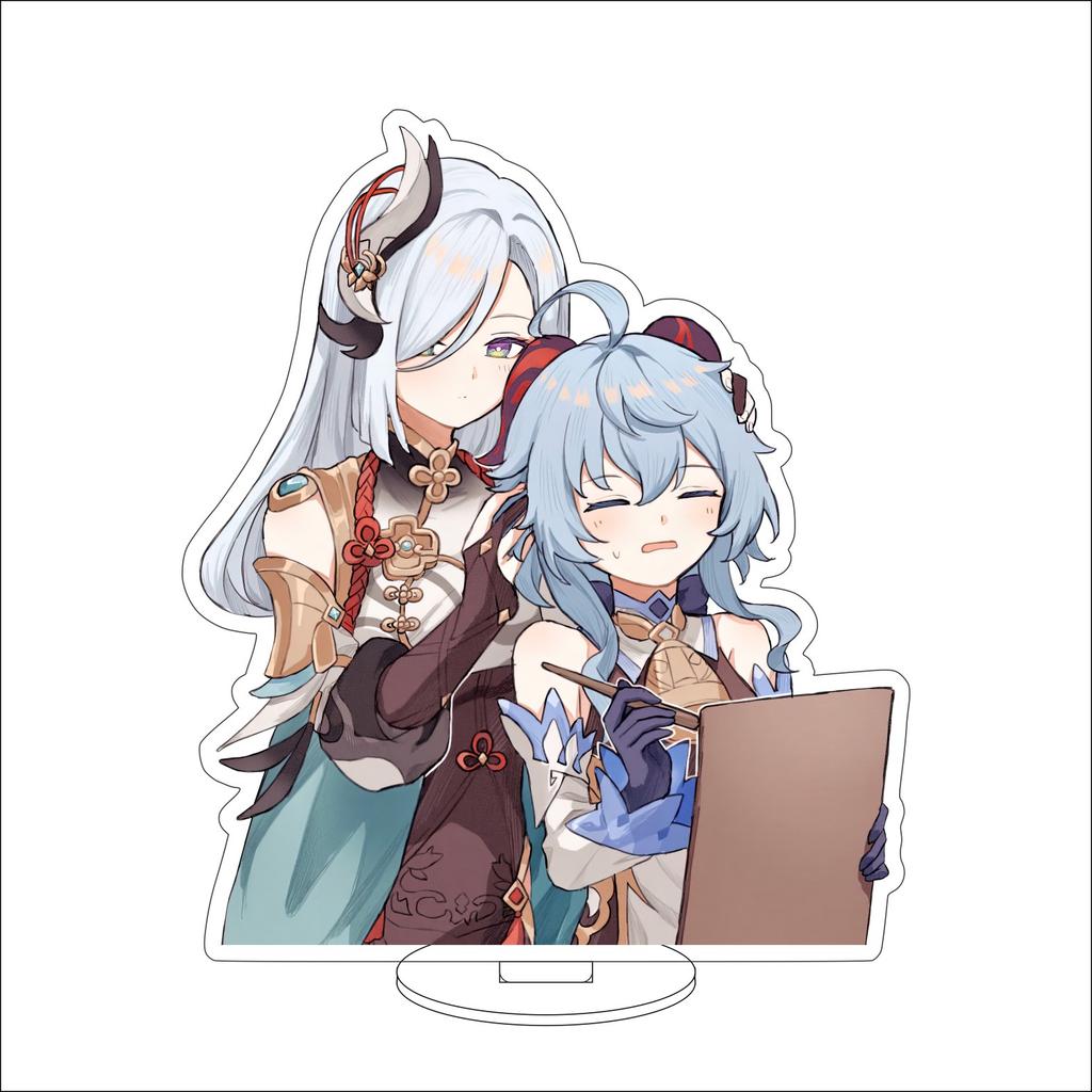 10CM Anime Genshin Impact Figure Stand Model Shenhe Cute Desk Decor Standing Sign Gifts