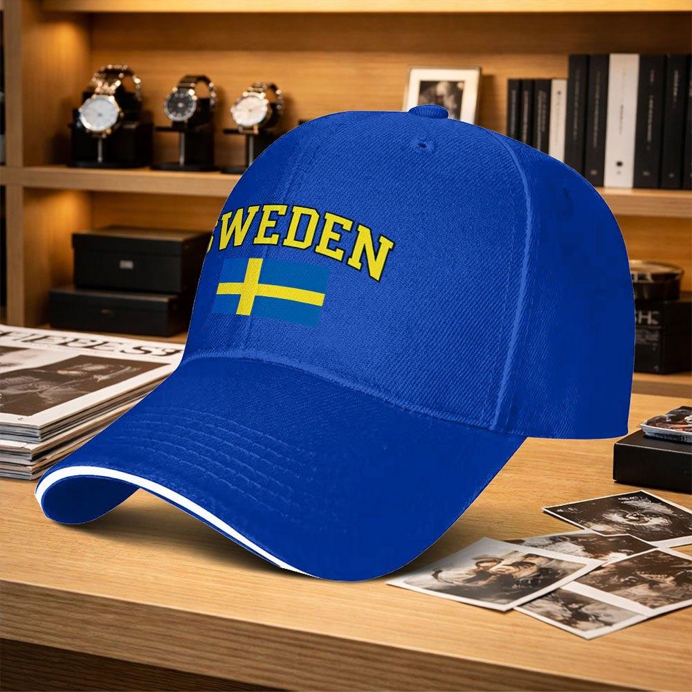 Swedish Flag Adjustable Unisex Baseball Cap Trendy Printed Duckbill Hat For Fishing Golf Camping Hiking
