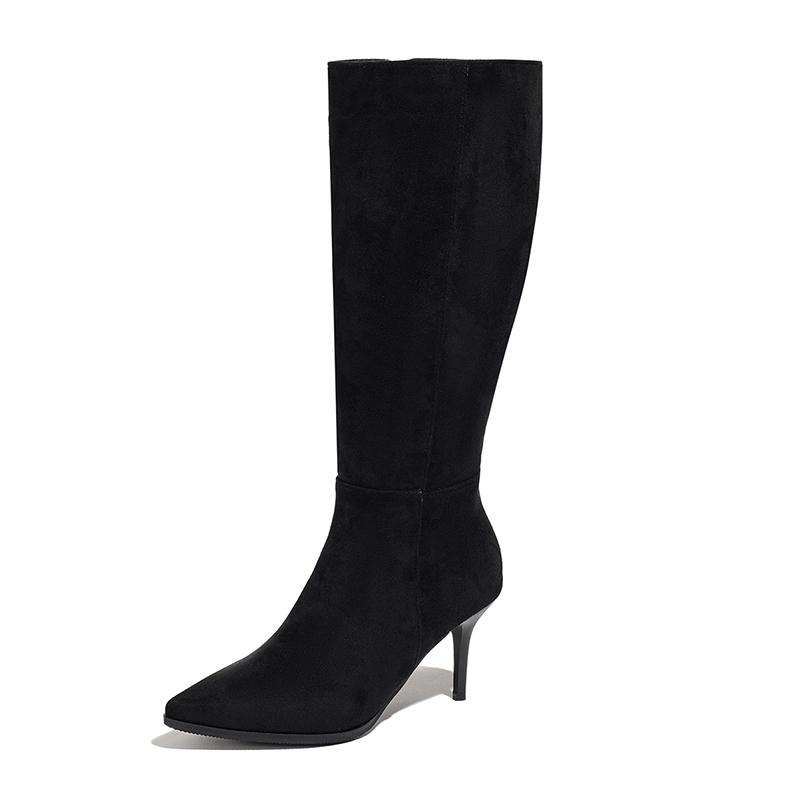 Spitzer Ultrahoher Schlanker Absatz Leopardenmuster Sexy Römerstil Kniehohe Stiefel Atmungsaktiv Innen Reißverschluss Mattes Flockmaterial Stiefel