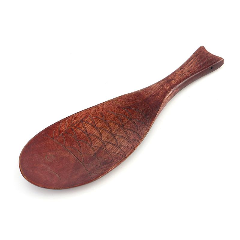 Nanmu Fish-shaped Creative Rice Spoon Rice Paddle Hand-carved Wooden Spoon Tableware Kitchen Utensil fish-shaped#0