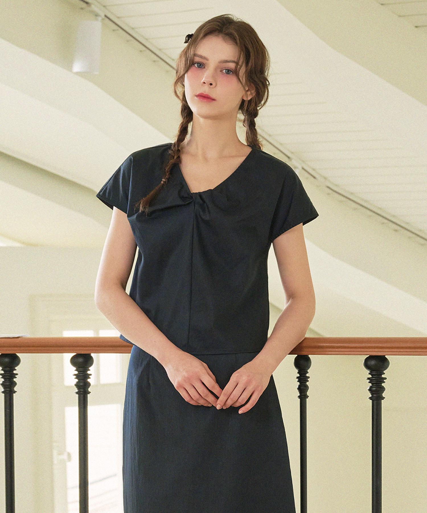 Micene Afterglow Twist Blouse-Long Skirt Set Navy/1[25~27]