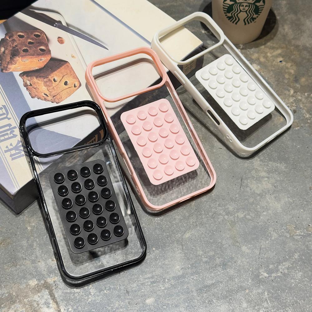 3D Suction Cup Candy Color Phone Case For iPhone 17 16 15 14 Pro Max Air 16e 11 12 13 7 8 Plus XS XR X SE Shockproof Clear Cover