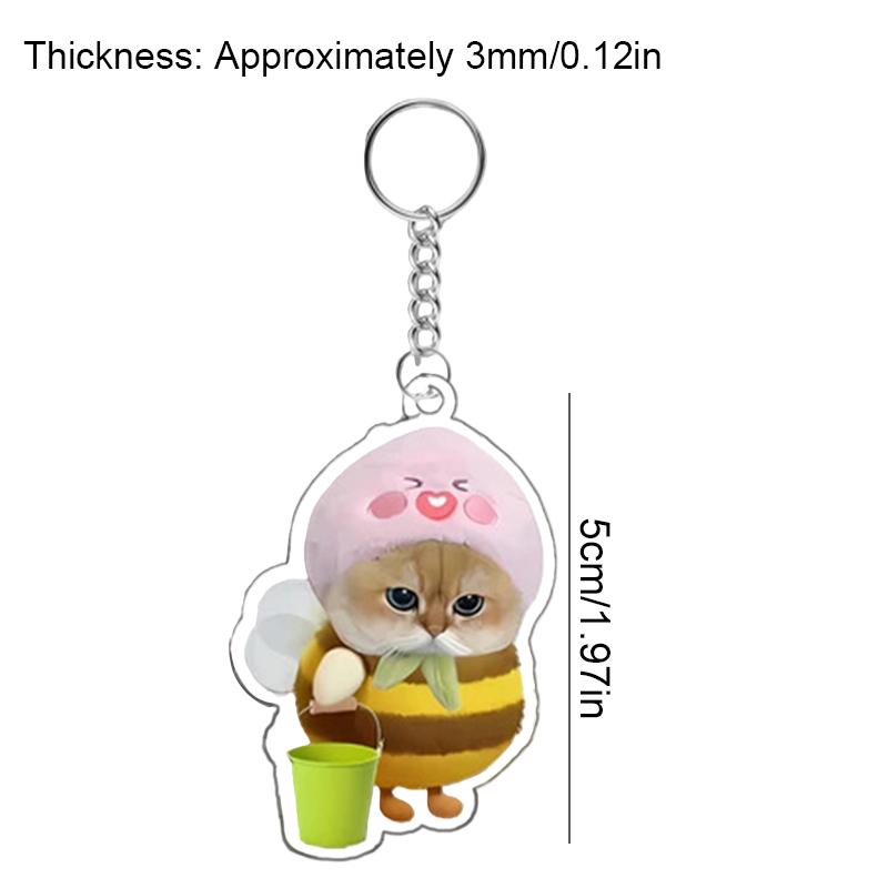 1PC Acrylic Design Keychain Marker Creativity Pendant Fun Party Gift DIY Decoration Cat Keychain Clear