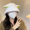 Winter Pretty Sheep Ear Hat for Women Korean Cute Lamb Fisherman Hat for Womens Warm Cashmere Hat