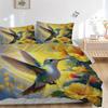 3pcs Yellow Flowers & Hummingbird Pattern Bedding Set, 1* Cover + 2*Pillowcases, Printed Bedding Set, Soft