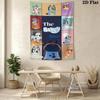 Bluey Bingo Heart Print Tapestry Background Cloth Fashion Print Gift Background Wall Hanging Cloth Wall Decoration