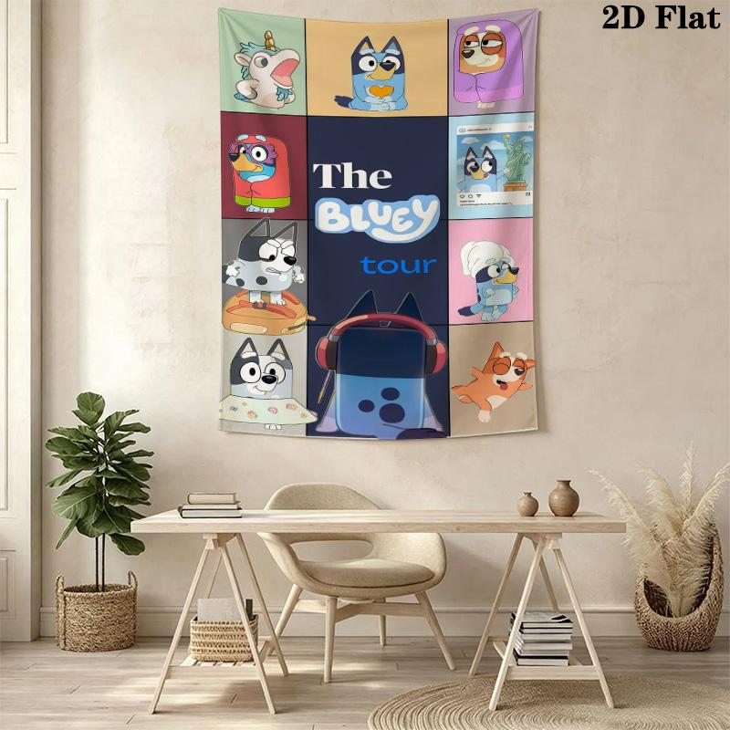 Bluey Bingo Heart Print Tapestry Background Cloth Fashion Print Gift Background Wall Hanging Cloth Wall Decoration