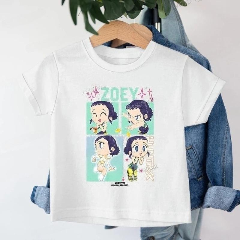 K-Pop Demon Hunters Zoey Printed Kids T-shirt Cartoon Soft Cotton Baby Girls T Shirt Tops Toddler Clothes