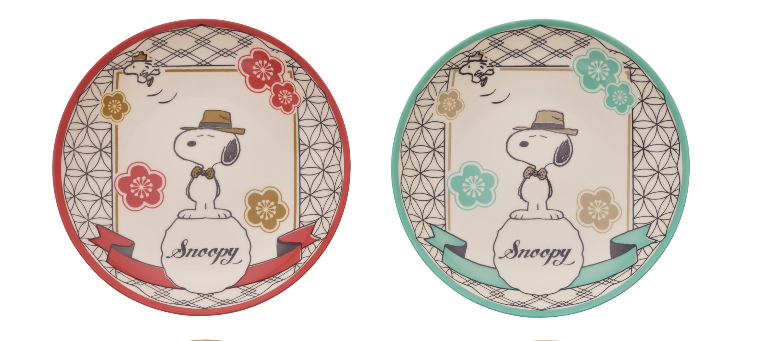 

Yamaka Shoten Cute Curry Plate Snoopy Nostalgia Pasta Plate Set, (2-Color Set)