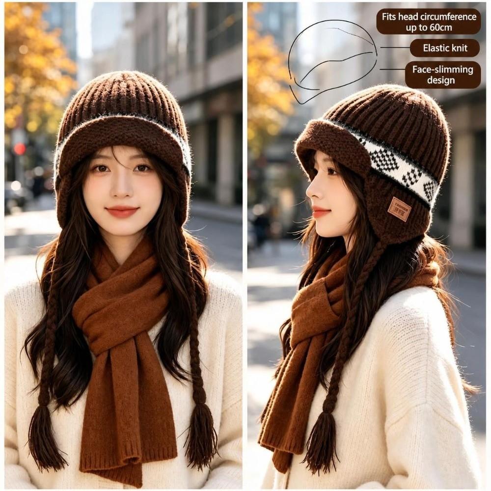 Ear Protection Winter Hat Thickened Pompoms Cap Cute Knitted Cap  Outdoor