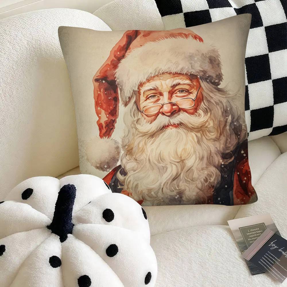 Santa Claus Pillow Case Fashion Square Pillowcase Bedroom Sofa Room Ins Decoration Leisure