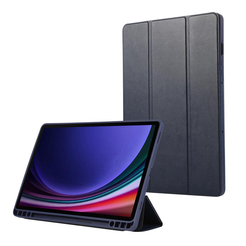 

Чехол-подставка из кожи TPU с задней складной подставкой для планшета Samsung Galaxy Tab S9 FE с держателем для ручки Tab S9 (11 inch) темно-синий