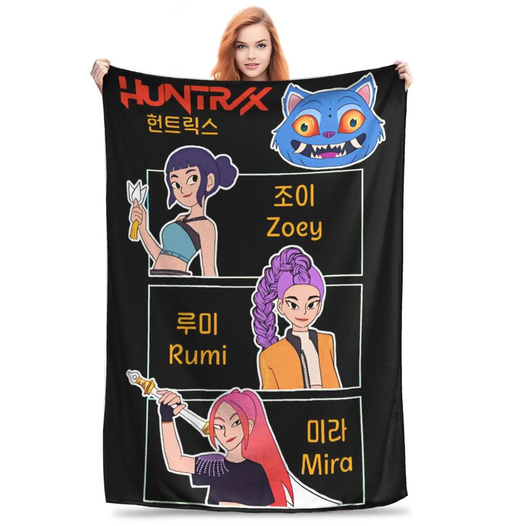 Kpop Loveci na démony Huntrix Plyšová deka Studenti Flanelová přehozová deka na pohovku Křeslo Pohovku Postel Super Teplá Kvalitní přehoz