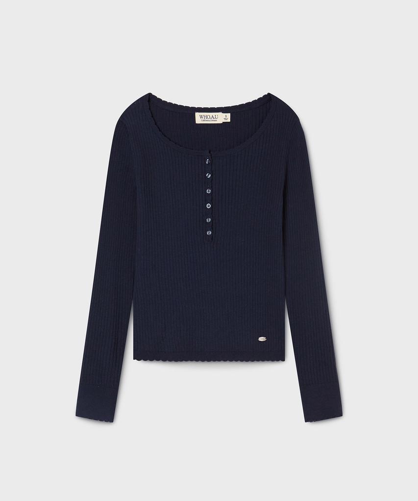 WHO.A.U Henley Neck Pullover / Whkag2291F