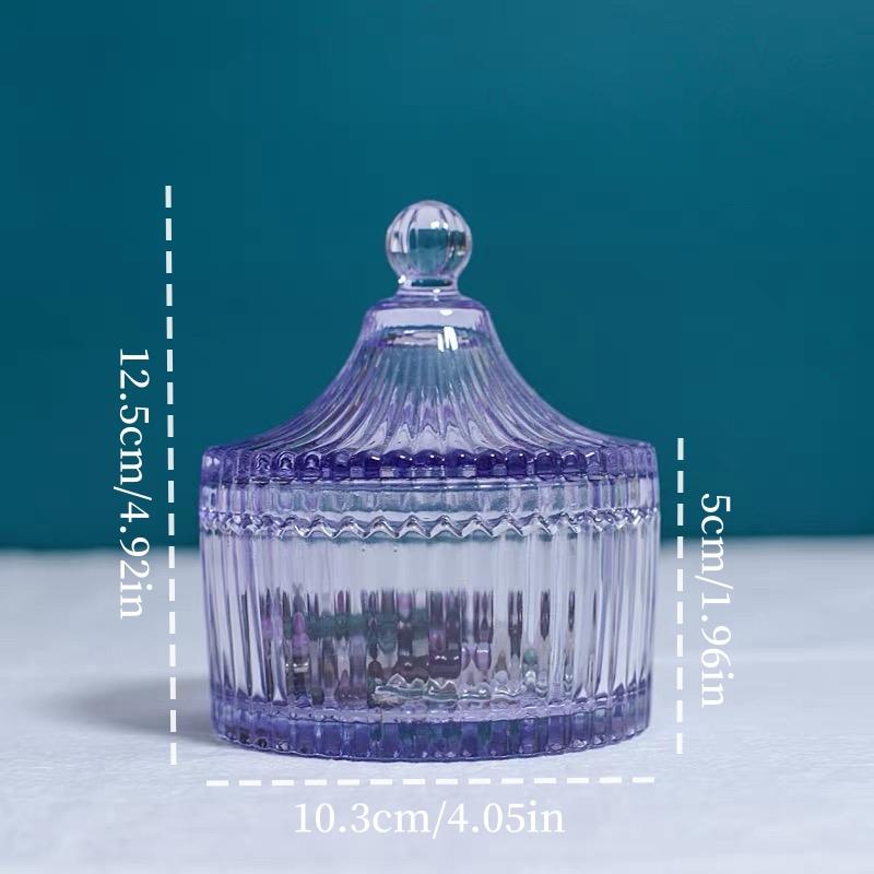 European Retro Cube Crystal Glass Storage Jar,Candy Snack Glass Jar With Lid Aromatherapy Candlestick Container Home Decoration