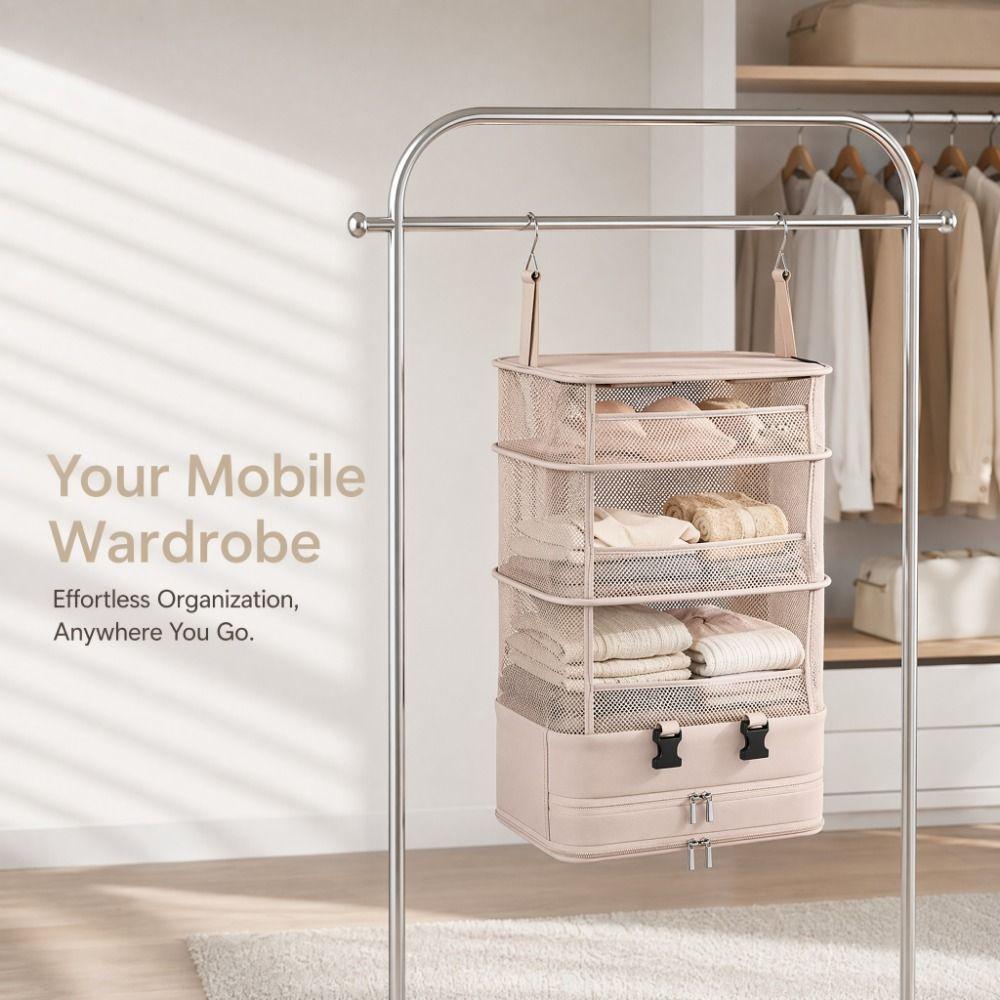Multi Layered Hanging Clothes Storage Bag Foldable Clothing Organizer Wardrobe Organization