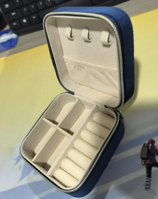 Vintage Samt Oval Schmuckaufbewahrungsbox mit Reißverschluss - Mini Tragbare High-End Verpackung