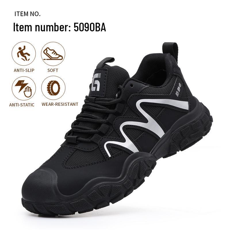 Summer Anti-static Safety Shoes: Comfortable, Anti-smash, Anti-puncture, Steel Toe Cap, Non-slip, Waterproof, Cowhide Work Shoes.