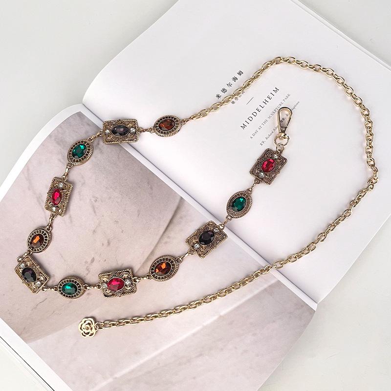 

Металлическая цепочка на талию Женская цепочка Этнический стиль Персонализированное украшение для талии Европейский и американский национальный стиль Аксессуары с инкрустацией бриллиантами Платье