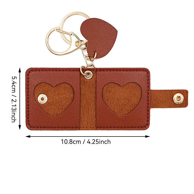 1PC Mini Photo Album Portable DIY Pockets Storage Bag Charms Cute Keychain Gift Faux Leather Memorial Photo Album Multicolor
